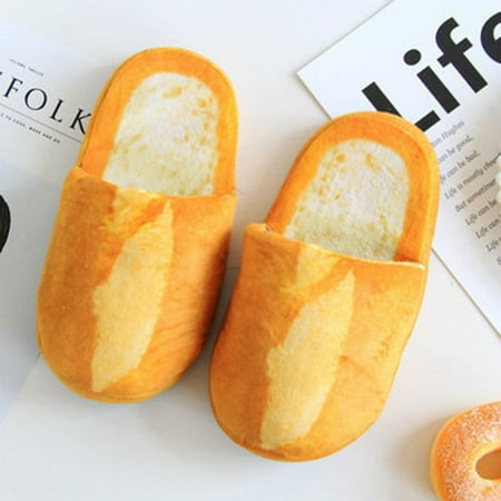 

〖Yilirongyumm〗 Yellow L Slippers For Women Bread Shoes Cotton Look Autumn Warm Shoes Plush Slippers Bun Adult Winter Home Women s Slipper