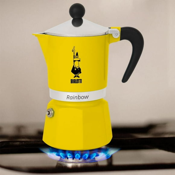 Bialetti - Rainbow: Stovetop Espresso Maker, Moka Pot 6 Cups (8.4 Oz - 250 Ml), Aluminum, Yellow