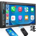 thumbnail image 1 of Sistema multimedia CarPlay de doble DIN: Receptor estéreo para automóvil con pantalla táctil de 7 pulgadas - Radio para automóvil Bluetooth Android con cámara de respaldo Mirror Link AM FM USB SD AUX, 1 of 5