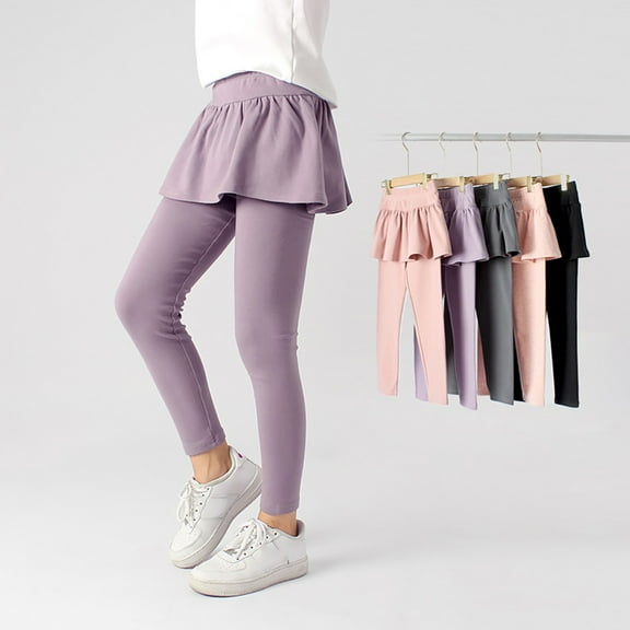 Gyratedream Girls Leggings with Skirt Kids Footless Tights Ruffle Tutu Warm Pants 3-12 Years