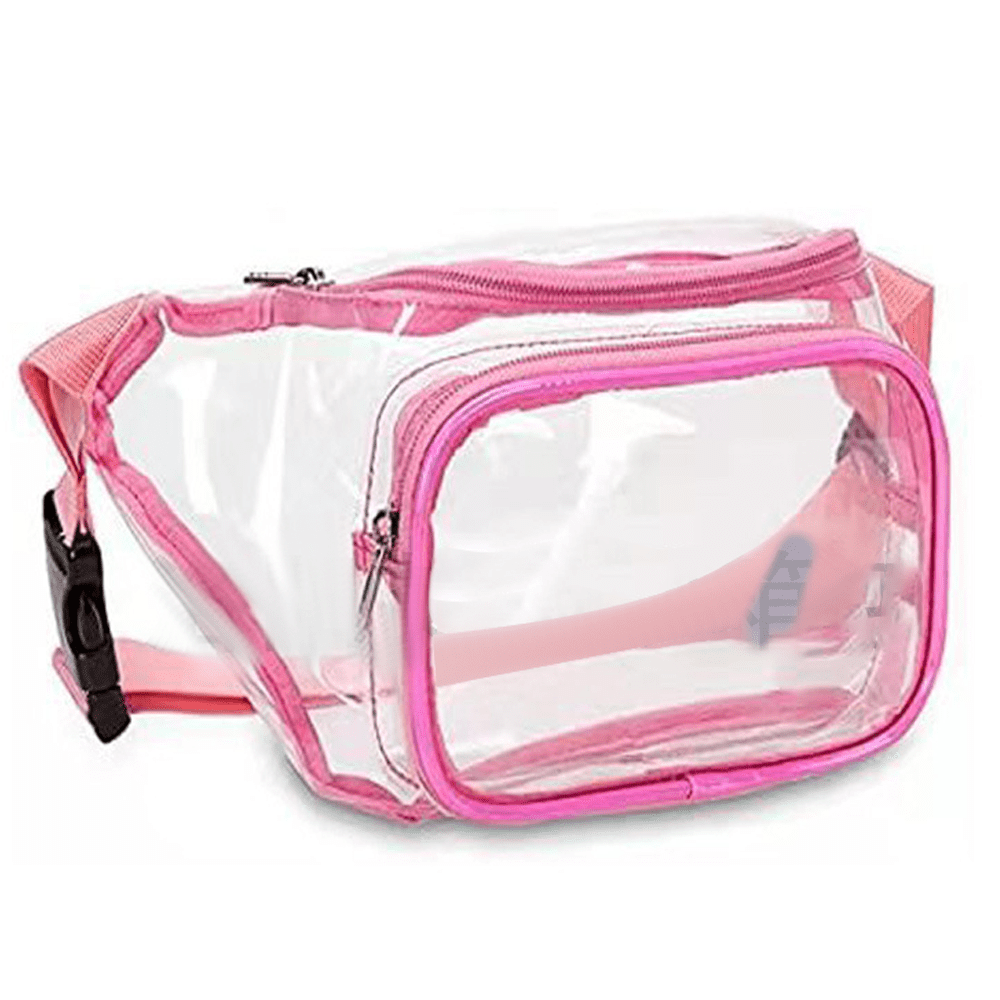 Yundap Clear Fanny Pack waterproof Belt With Adjustable Shoulder Straps For Events Games And Concerts Pink