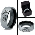 thumbnail image 4 of Tungsten Motorcycle Bike Motor Bicycle Band Ring 8mm Men Women Comfort Fit Black Dome Brushed Gray Polished, 4 of 4