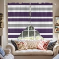 thumbnail image 2 of Dark Purple Swag Valances for Windows 2 Pack Gray White Stripe Swag Kitchen Curtains 45 Inches Long Rod Pocket Short Window Treatment for Kitchen Bathroom 36"x45", 2 of 8
