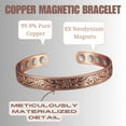 thumbnail image 2 of Vintage Floral Copper Magnetic Bracelets, Pure Copper Bangles for Women, Health Gift for Mom&Wife, Valentine's Day Gift, 2 of 7