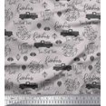 thumbnail image 1 of Soimoi Tissu en Rayonne Gris Cartruck & Farmhouse Tissu à Imprimé Texte au Mètre 42 Pouces de Large, 1 of 5