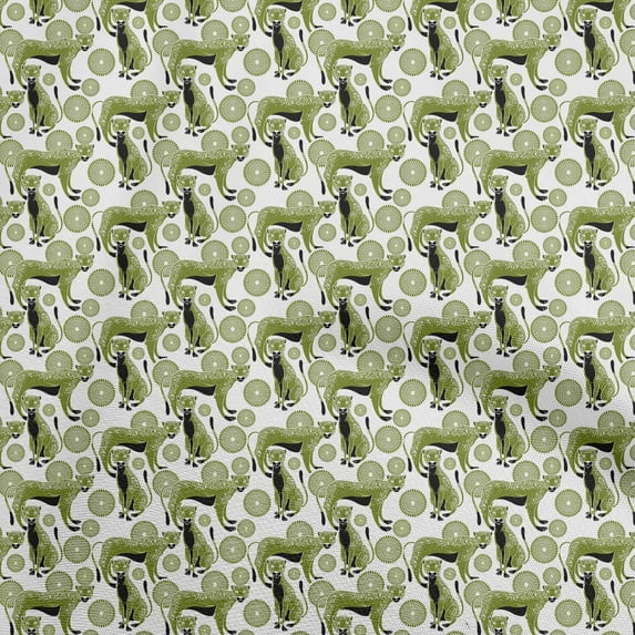 oneOone Cotton Jersey Green Fabric Kids Animal Craft Projects Decor Fabric Printed By The Yard 58 Inch Wide
