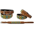 thumbnail image 2 of XSmall 9''- 13'' Padded Leather Dog Collar Beaded Floral Hand Tooled 60179, 2 of 3