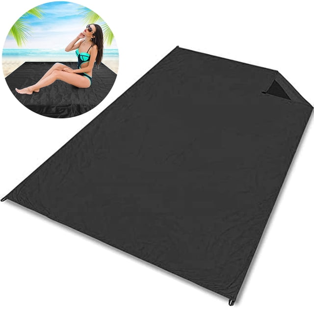 Manta impermeable para picnic al aire libre, compacta, ligera, plegable, a prueba de arena, para playa/senderismo/viajes/camping/festival/eventos deportivos con estacas para bolsas
