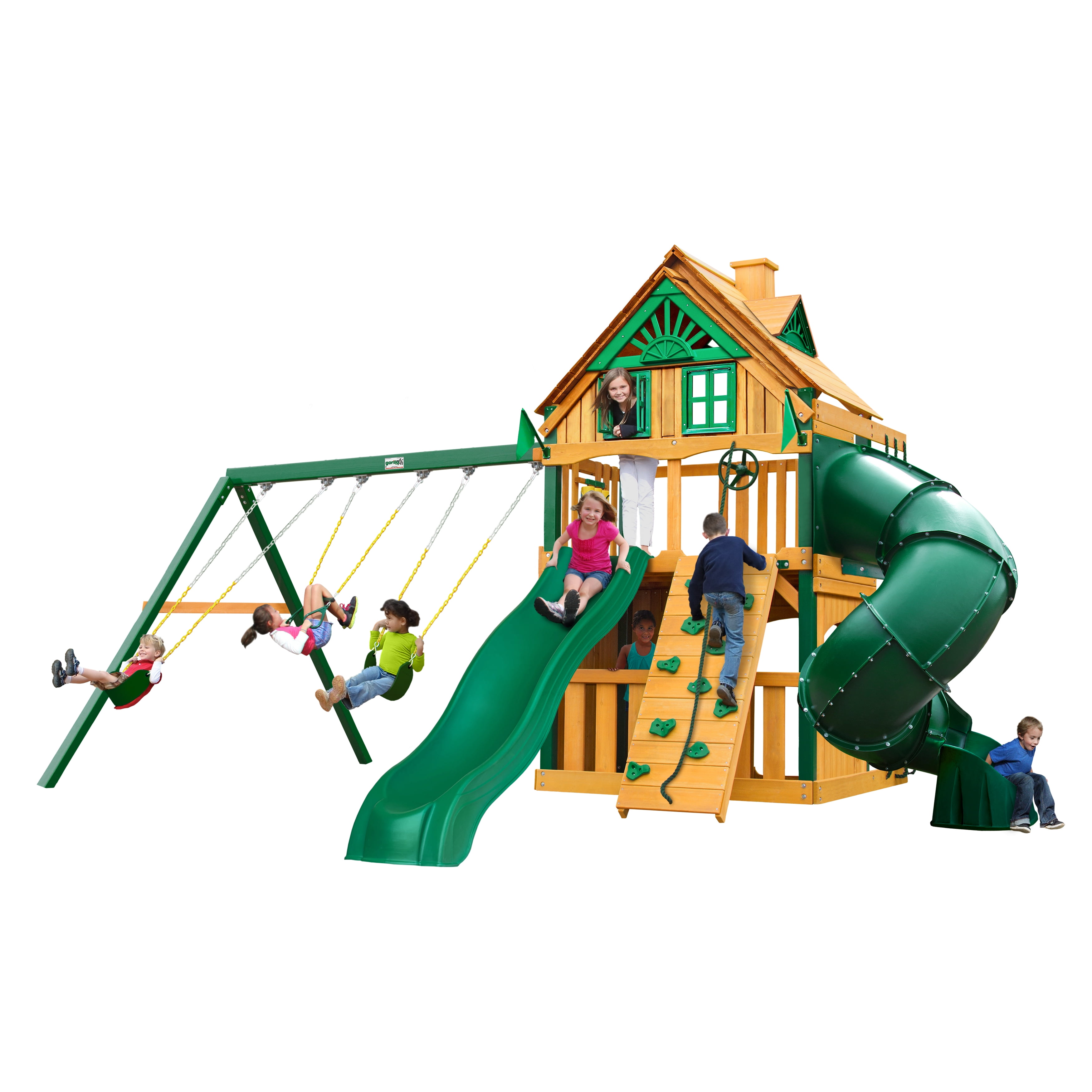 Gorilla Playsets Mountaineer Clubhouse Treehouse Cedar Swing Set with