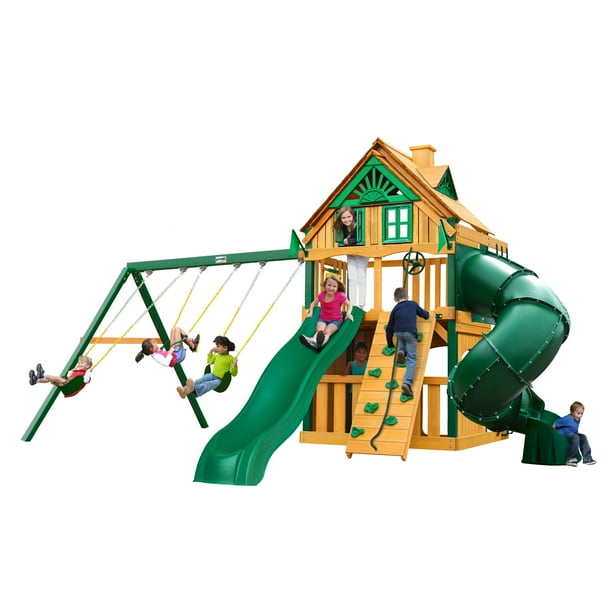 Gorilla Playsets Mountaineer Clubhouse Treehouse Cedar Swing Set with