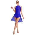 thumbnail image 1 of Moggemol Robe de Danse Lyrique pour Femmes, Strass, Robe Asymétrique, Jupe en Mousseline Fluide en Tulle, Bleu G, 1 of 7