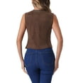 thumbnail image 3 of INSPIRE CHIC Women's Vest Faux Suede V Neck Button Vintage Casual Sleeveless Jacket S Brown, 3 of 5