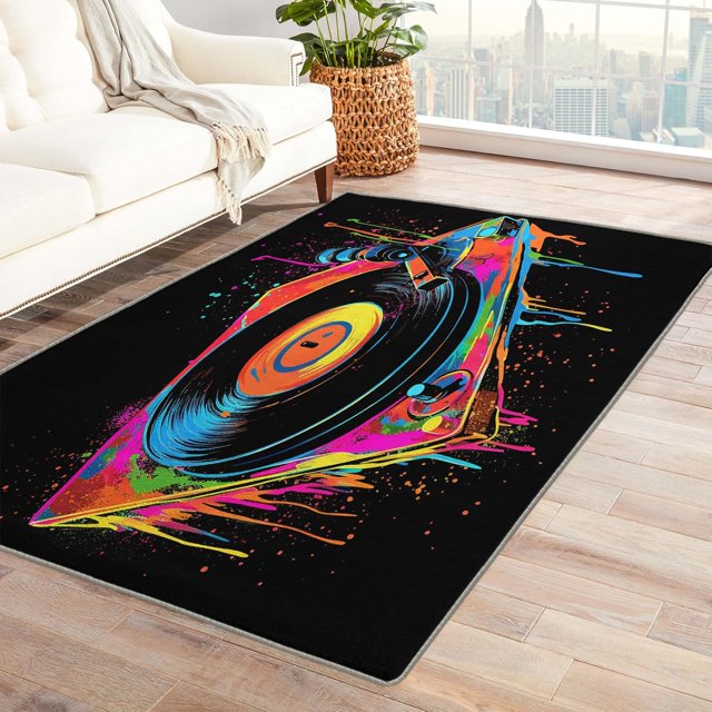 Music Area Rugs for Bedroom Living Room - 4x6 ft - Graffiti Carpet for Home Decor - Art Patterned Decorative Indoor Large Rug - Washable & Soft & Non Slip & Low Pile (ZF&8481)