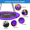 thumbnail image 3 of Hishine 43" 220LBS Saucer Tree Swing for Kids, Waterproof Flying Saucer Swing with A Swivel, Hanging Straps, Adjustable Ropes, Round Mat Spinner Swing for indoor/playground swing set,Purple, 3 of 8