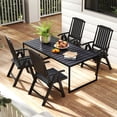 thumbnail image 2 of Gymax 4PCS Foldable Patio Chair w/Armrest Curved Back Slatted Seat for Backyard Deck Black, 2 of 10