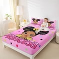 thumbnail image 3 of Castle Fairy Black Cartoon Princess Girl King Sheets 4pcs,Gradient Glitter Word Art Bedding,Pink Gold,1 Fitted Sheet, 1 Flat Sheet and 2 Pillowcases, 3 of 6