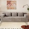 thumbnail image 2 of 71" 3-Seater Corduroy Sofa, Deep Seat Modular Couch, No Assembly Comfy Loveseat for Living Room Bedroom Conference Room Apartment, Camel, 2 of 11