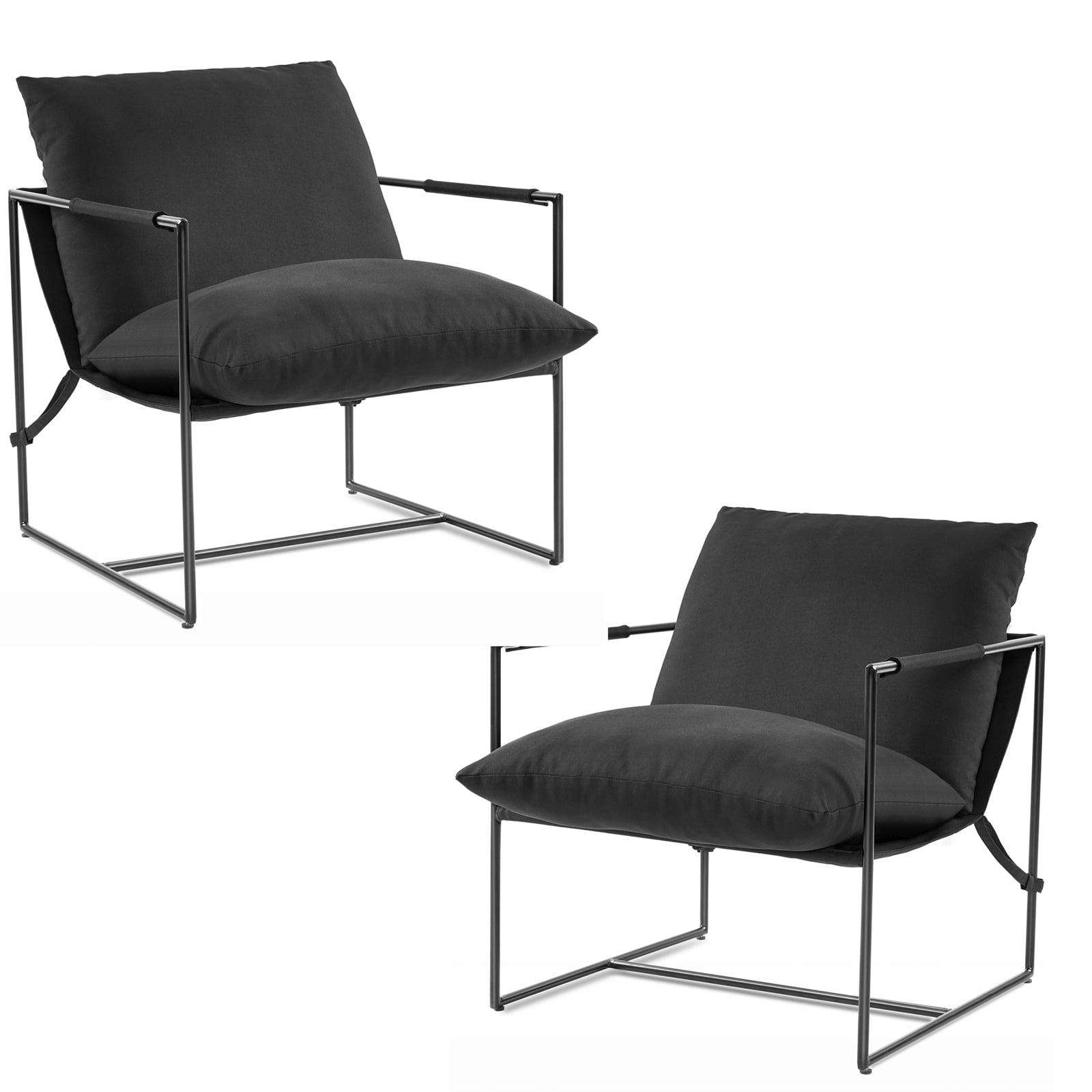 Unikome Upgraded Livingroom Sling Accent Chair Metal Lounge Chair Set of 2, Metal Framed Arm