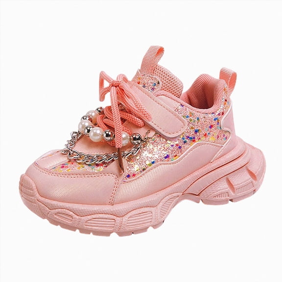 Godom Sneakers for Girls Girls Flat Thick Bottom Non Slip Lightweight Mesh Upper Breathable Running Shoe