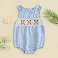 thumbnail image 2 of Otqutp Toddler Baby Smocked Baseball Romper New Born Boys Girls Sleeveless Bubble Rompers Embroidery Plaid Bodysuit Tops, 2 of 4