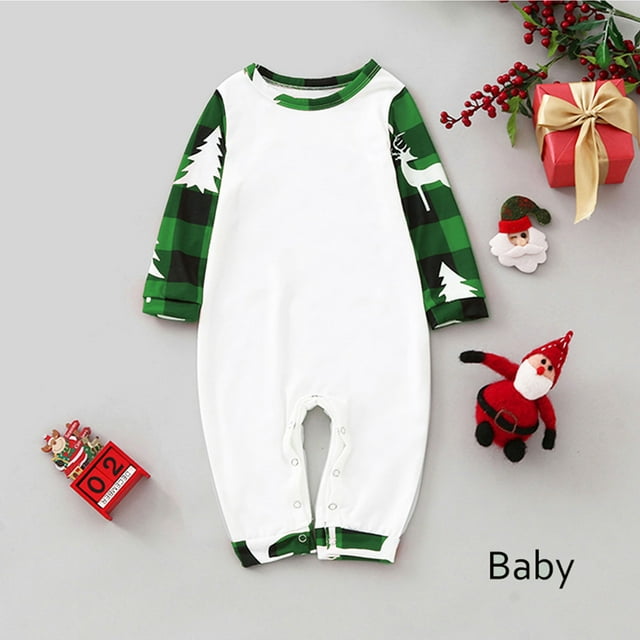 Pijamas familiares a juego con estampado navideño de moda, estilo europeo, para padres e hijos, monos de poliéster para bebés.