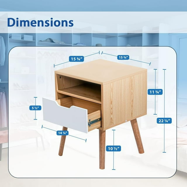Table d'Appoint Ou Table de Nuit Moderne Mi-Siècle en Brun Pâle