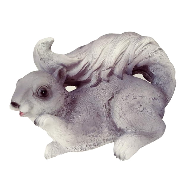 Estatuil de estatua de jardín de animales de ardil de resina: decoración artística oficina en interiores y exteriores gris CUTICAT Estatuilla de ardilla de jardín