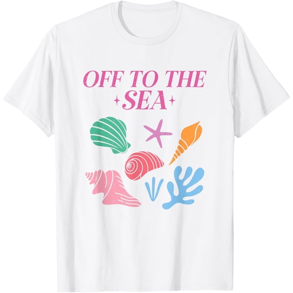 T-SHIRTOff To The Sea Summer Cute Beach Colorful Seashells Starfish T-Shirt mens t shirt,white,women,funny,misfits,men,journey