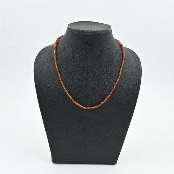 THE GEMS GRID Hessonite Garnet Tyre Beads Necklace – 3.5-4mm Faceted Wheel Cut Gemstone, 925 Sterling Silver Jewelry, Healing Crystal Gift (16"-36")