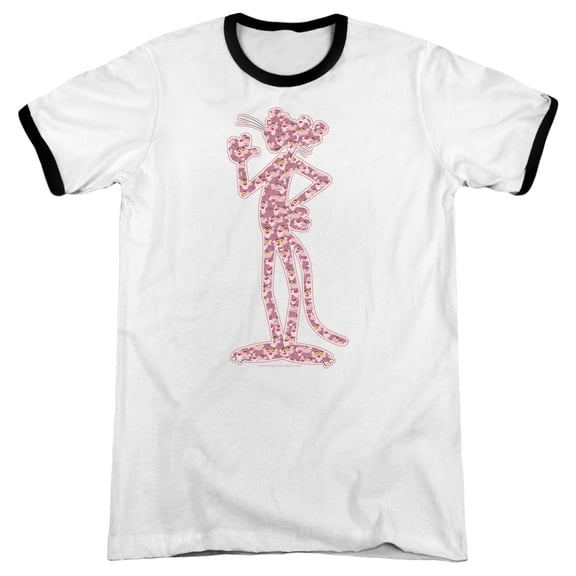 Pink Panther Heads Adult Ringer T-Shirt White Black