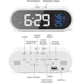 thumbnail image 2 of Reloj despertador digital con pantalla LED grande de temperatura de humedad, reloj despertador dual recargable por USB, 5 tipos de brillo, voz inteligente-blanco, 2 of 5