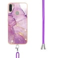 thumbnail image 3 of Allytech Galaxy A11 Case, Fashionable Marble Pattern Flexible TPU Slim Fit Heavy Duty Protection Anti-scratch Stylish Back Cover Case with Hand Strap for Samsung Galaxy A11, Lightpurple, 3 of 4