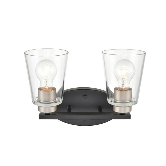 Millennium Lighting 929 Lighting 2 Light Bathroom Vanity Fixture with Clear Glass Shades - Matte Black/Satin Nickel
