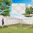 thumbnail image 2 of Large Outdoor Dog Kennel with Waterproof PE Cover, 14.8' x 14.8' x 7.1' Galvanized Steel Dog Run for Small to Large Pets, Weather-Resistant Backyard Pet Enclosure, Silver, 2 of 7