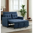 thumbnail image 4 of S-HOME Linen Pull Out Chair Bed with Adjustable Backrest, USB Port and Storage Pockets, Blue, 4 of 18