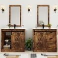 thumbnail image 5 of Blotout 36" Bathroom Vanity with Sink & Faucet & Mirror, Farmhouse Bathroom Vanity Cabinet Set with Sliding Barn Door & 3 Drawers, Freestanding Single Bath Storage Vanity Ceramic Sink, Rustic Brown, 5 of 9