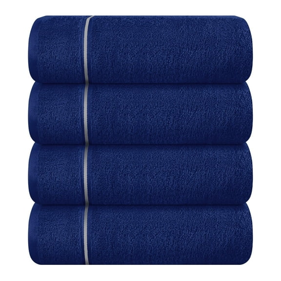 Ultra Soft 4 Pack Oversized Bath Towel Set 27x54 inches, 100% Cotton Bath Towels, Highly Absorbant Compact Quickdry & Lightweight Towel, Ideal for Gym Travel Camp Pool - Navy Blue