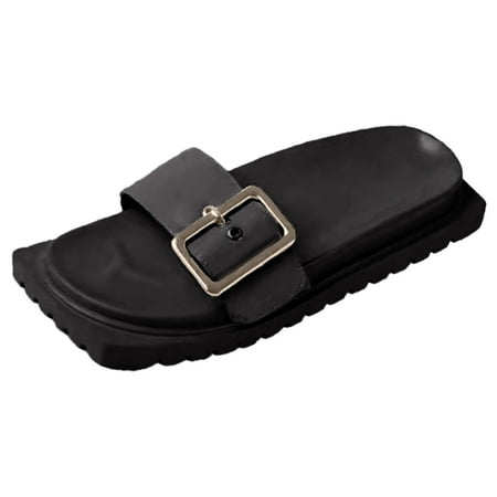 

CAICJ98 Wedge Sandals for Women Womens Summer Sandals Air Cushion Flip Flops Casual Indoor Arch Support Shoes Classic Leather Dress Beach Comfort Walking Slides Black