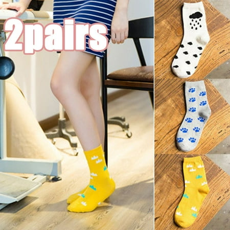 

SPRING PARK 2Pairs Women Cartoon Egg Cloud Dog Paw Print Low Cut Socks No Show Socks Funny Casual Animal Cotton Crew Socks