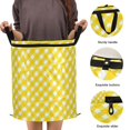 thumbnail image 3 of 50L Extra Large Popup Hamper Collapsible Laundry Basket With Zippered Lid 15.7x18.5in Yellow Gingham Pattern, 3 of 7