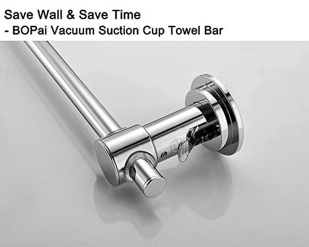 BOPai 24 inch Single Vacuum Suction Cup Towel Bar Shower Mat