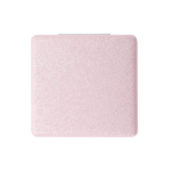 Espejo de maquillaje cuadrado único de 1 Pc para viajes vacaciones rosa PU ABS vidrio