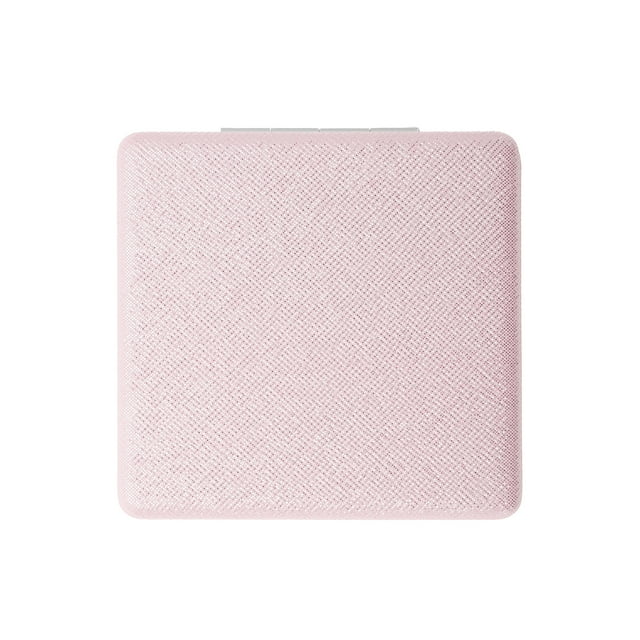 Espejo de maquillaje cuadrado único de 1 Pc para viajes vacaciones rosa PU ABS vidrio