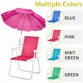 thumbnail image 6 of Folding Beach Chair with Umbrella for Adults, Lightweight Porable Camping Chair with 265lbs Capacity for Travel Picnic Concert & Outdoor Activities, Pink, 6 of 7