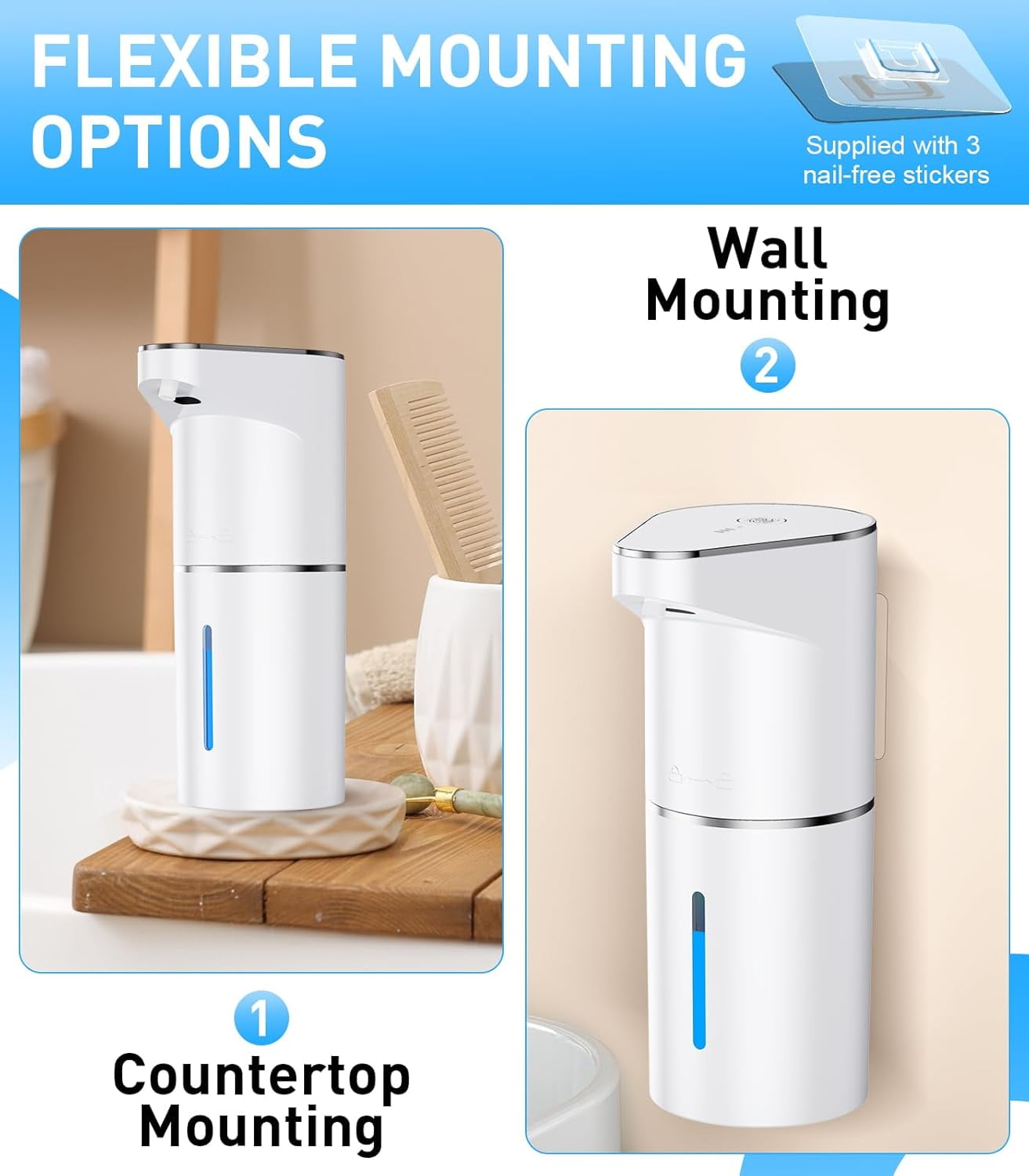 SONGAUN Automatic Soap Dispenser,Touchless Hand Wall Mount Rechargeable 3 Gear Adjustable Electric Soap Dispenser 350ml with Infrared Motion Sensor for Bathroom,Kitchen,Office, Black