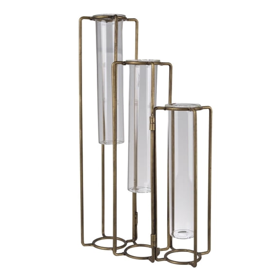 A and B Home A&B Home Goldtone Metal and Glass Vase