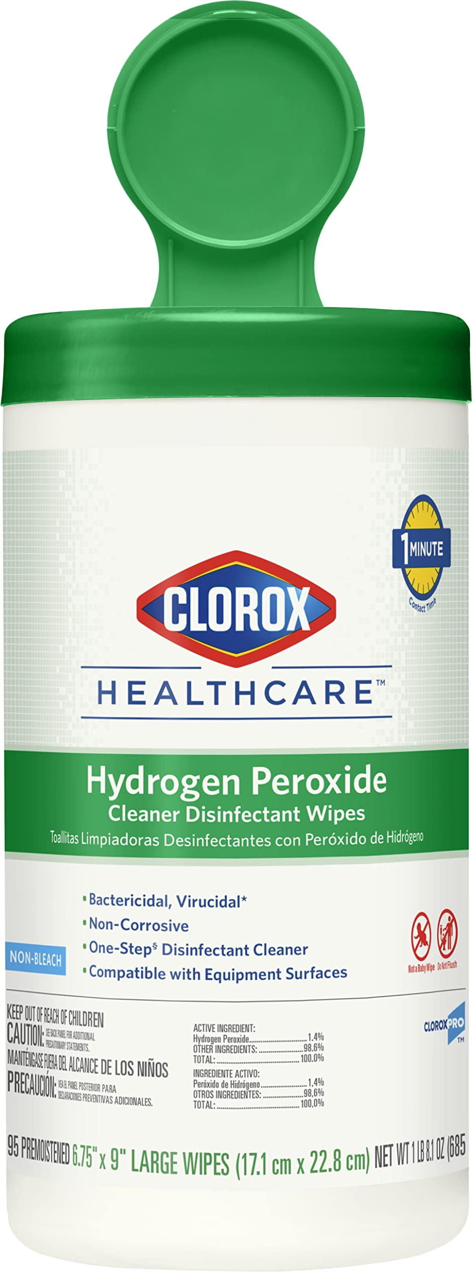 Clorox, CLO30824CT, Hydrogen Peroxide Disinfecting Wipes, 6 / Carton, White