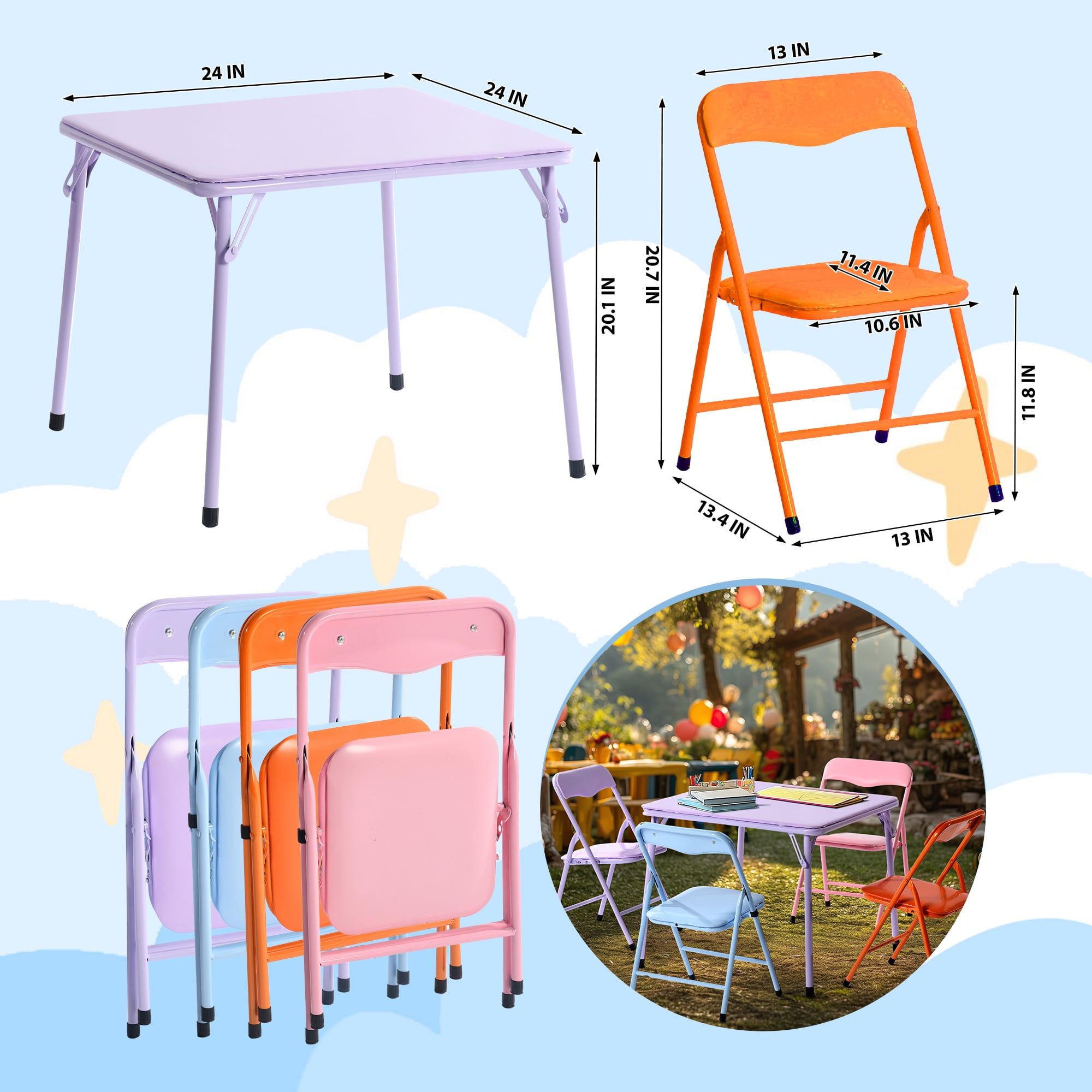 Homy Casa Kids Play Table and 4 Chairs Set, Ideal for Toddler Daycare Preschool Classroom Playroom