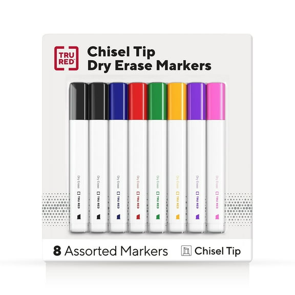 Staples TRU RED Tank Dry Erase Markers Chisel Tip Assorted TR56880