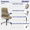 thumbnail image 6 of Nouhaus Posture Ergonomic PU Leather Office Chair. Click5 Lumbar Support with Flip-Up Arms. Modern Executive Chair and Computer Desk Chair, 6 of 8